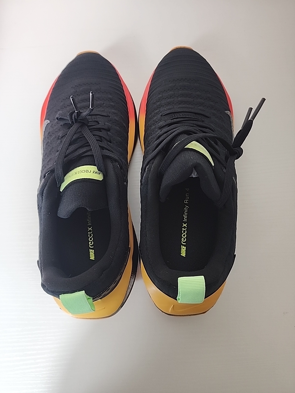 Nike Reactx Infinity Run 4 Unisex Black Yellow Orange Running Sneakers Sz M 7 - Picture 7 of 8